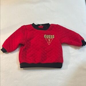 Guess Red Quilted Baby Sweater with Black Trim